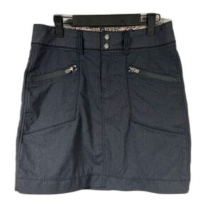 Athleta Passage Mini Skirt Womens 6 Gray Denim Look Double Button Stretch